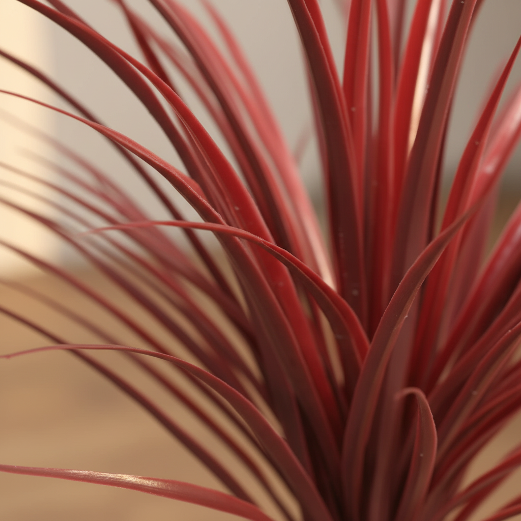 Close-up burgundy blade detail