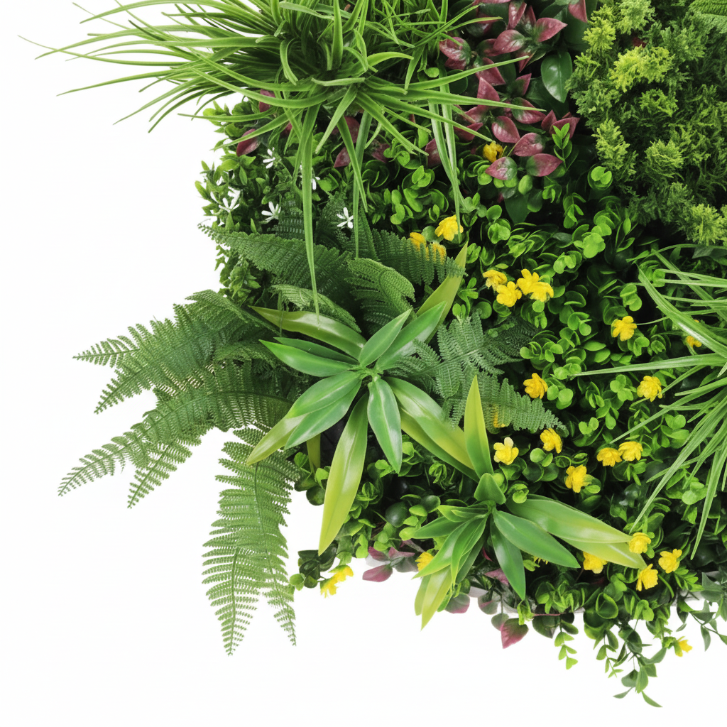 Close-up detail - foliage in front of black disc