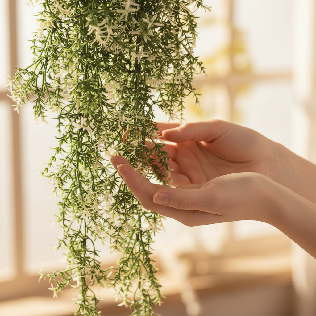 Close-up fingertips jasmine