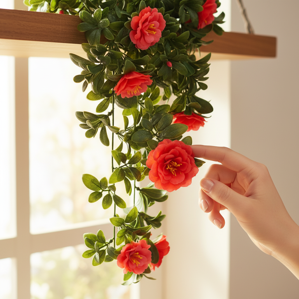 Close-up fingertips rose