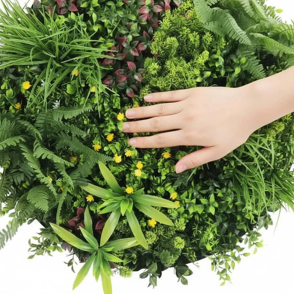 Close-up hand on foliage