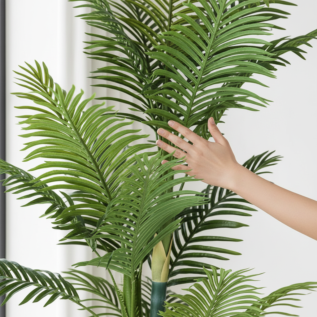 Close-up - hand on palm frond