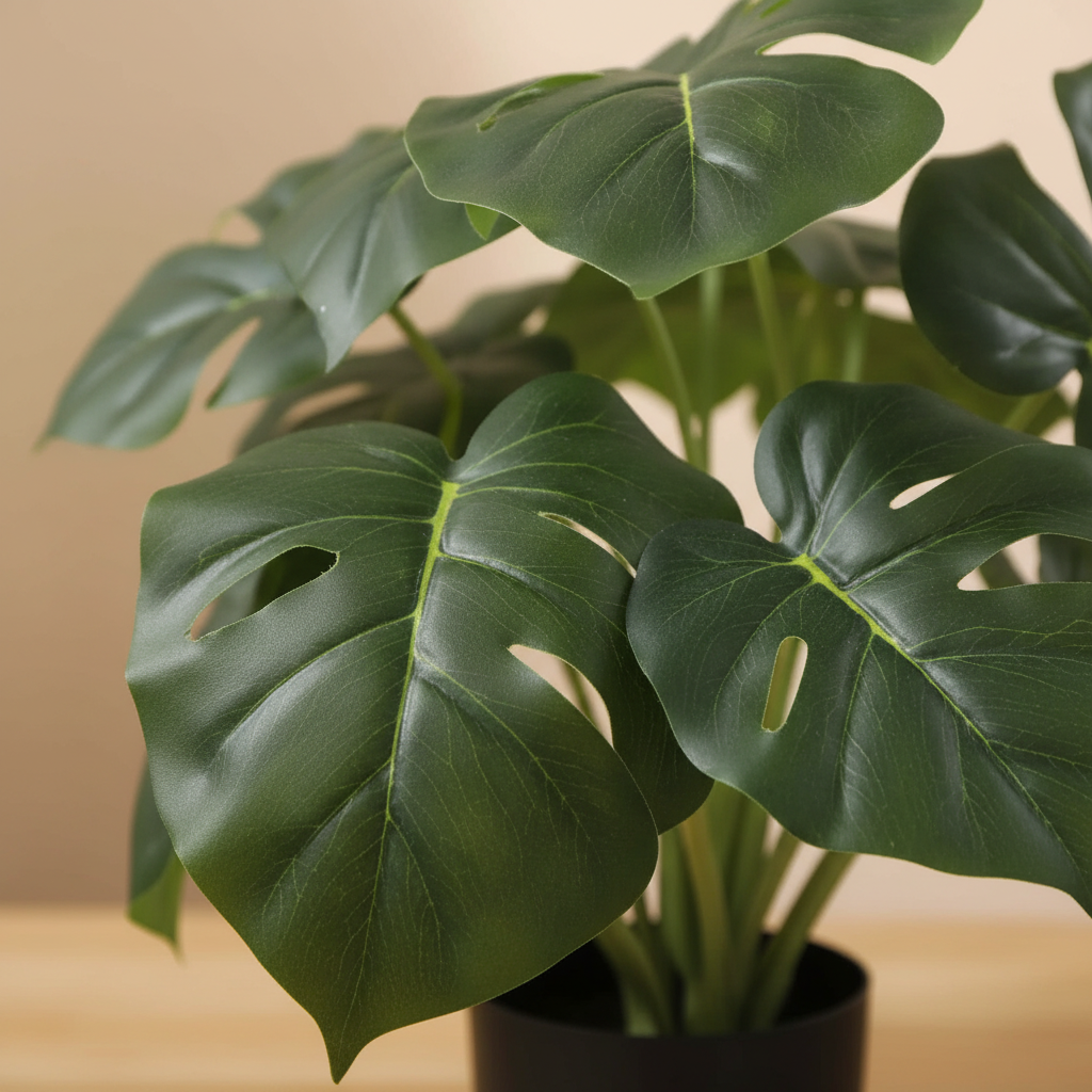 Close-up monstera leaf detail