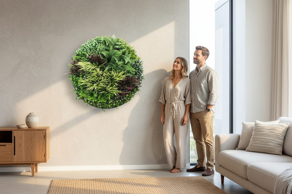 Couple beside wall disc