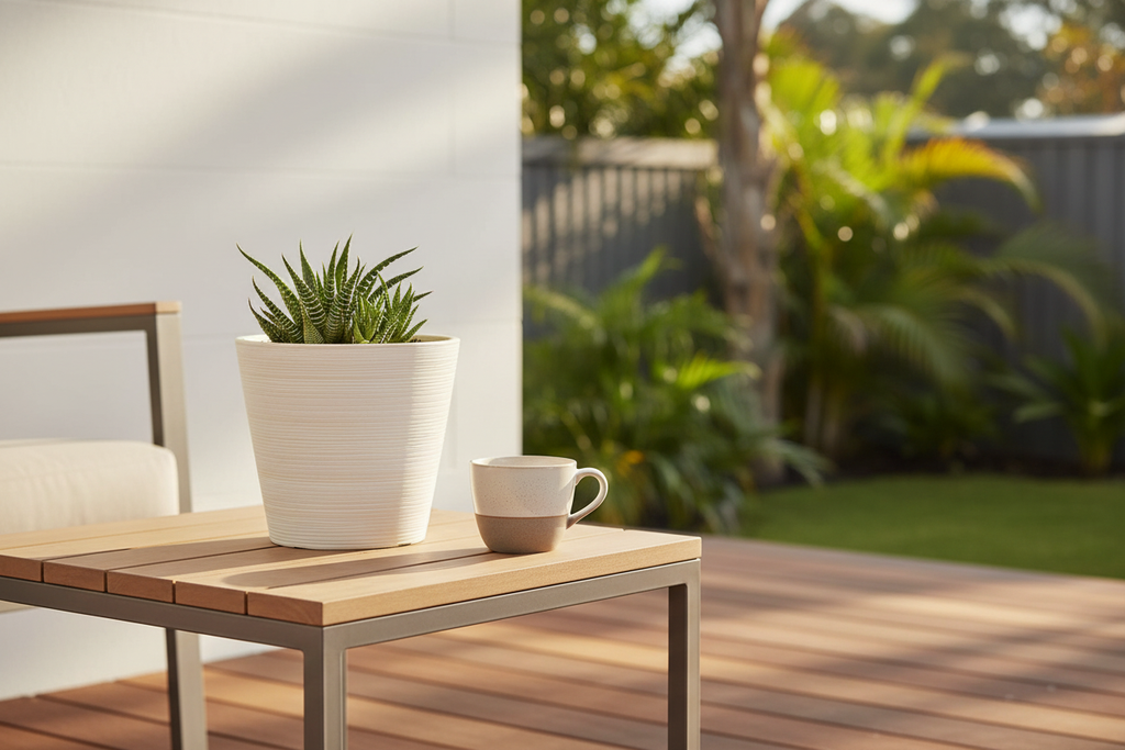 Cream Engraved Pot 17cm – Alfresco