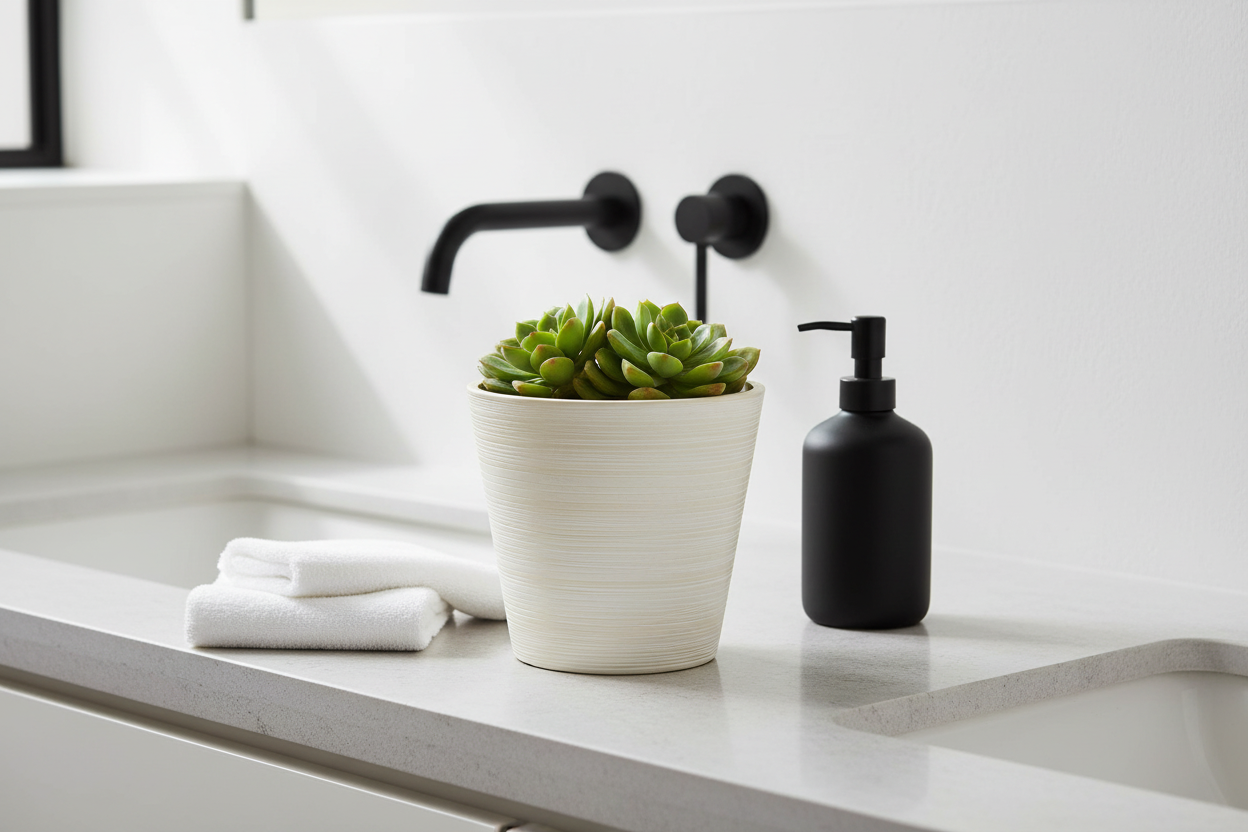 Cream Engraved Pot – Bathroom