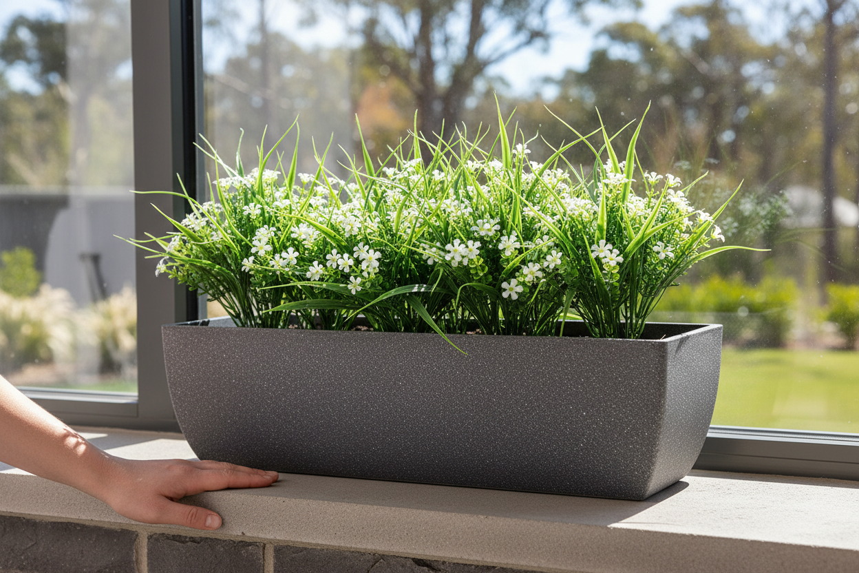 Daisy Grass Stem Window Box