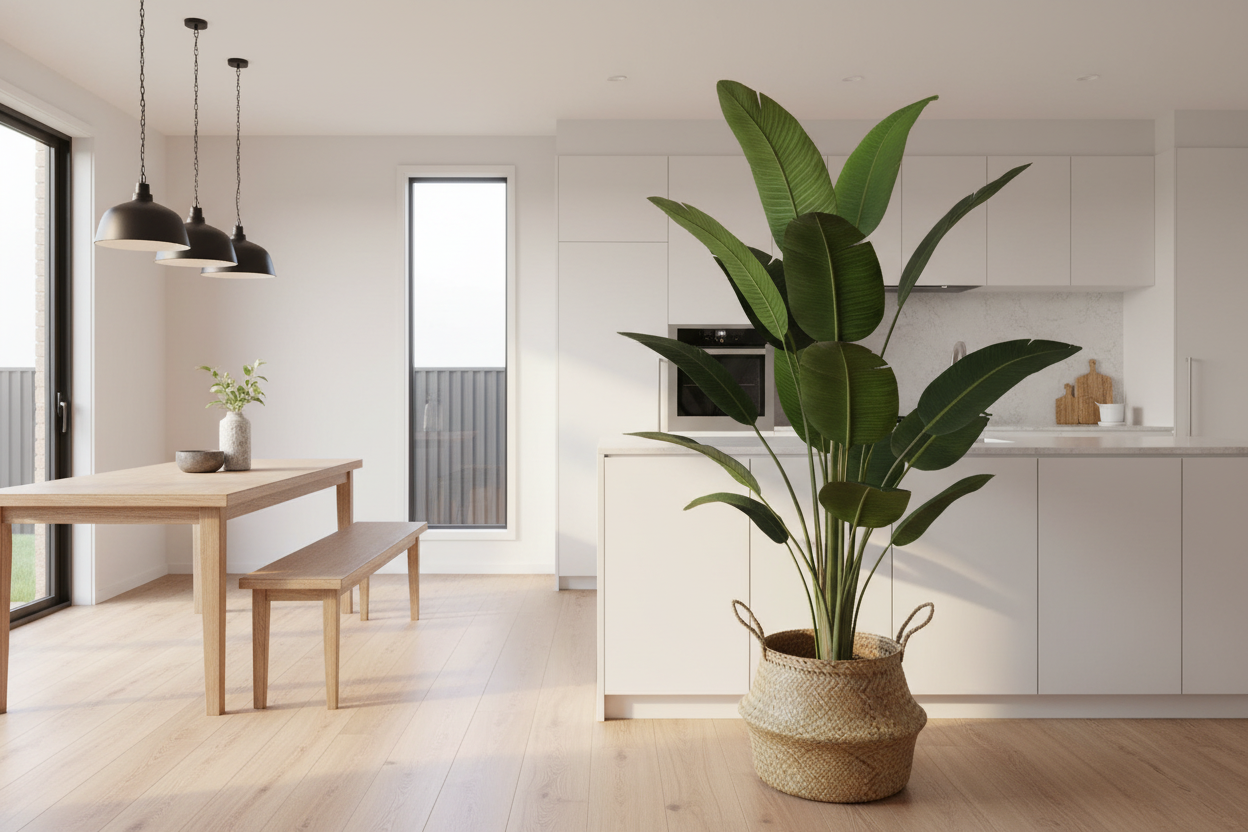 Dining area – banana palm in seagrass basket