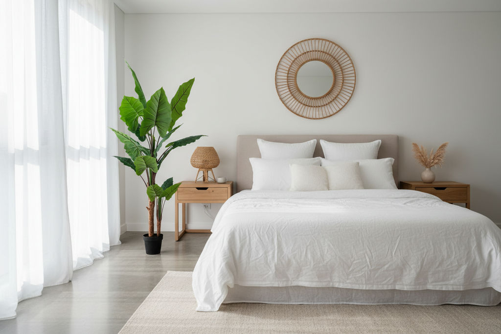 Elephant Ear Palm in Modern Australian Bedroom