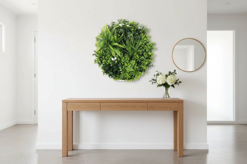 Entryway – disc above console table