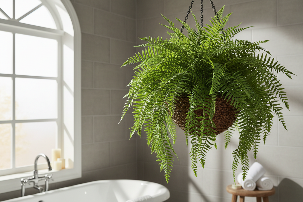 Fern Hanging Basket Bathroom