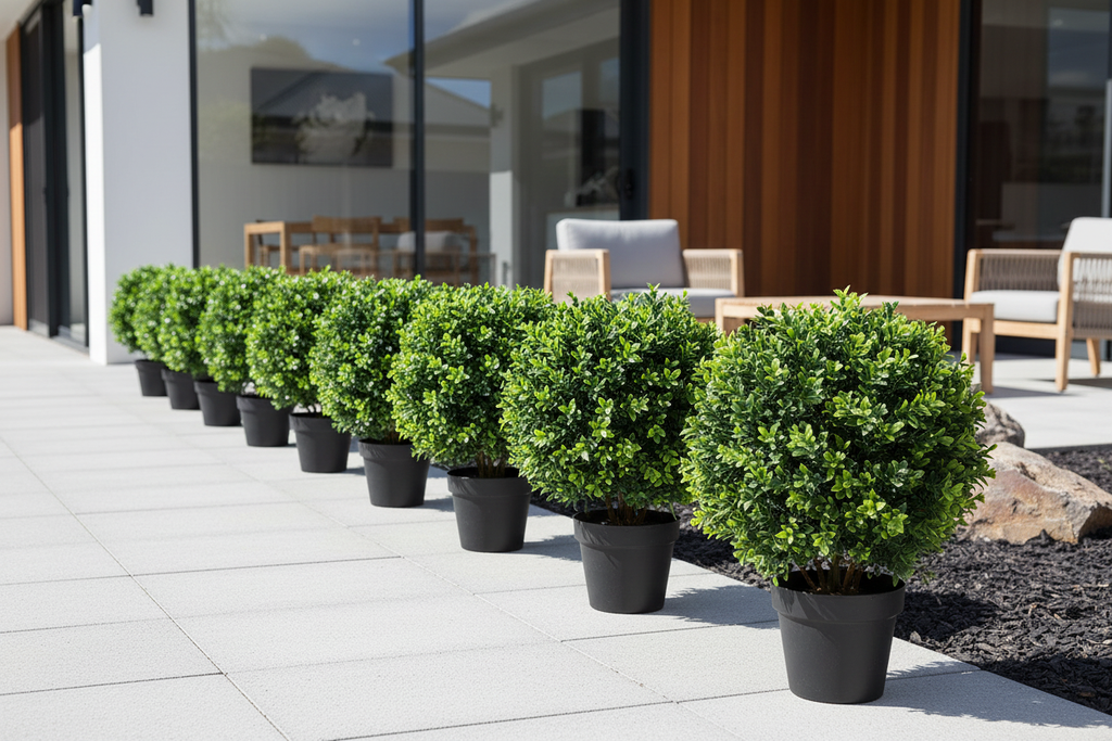 Garden border hedge row