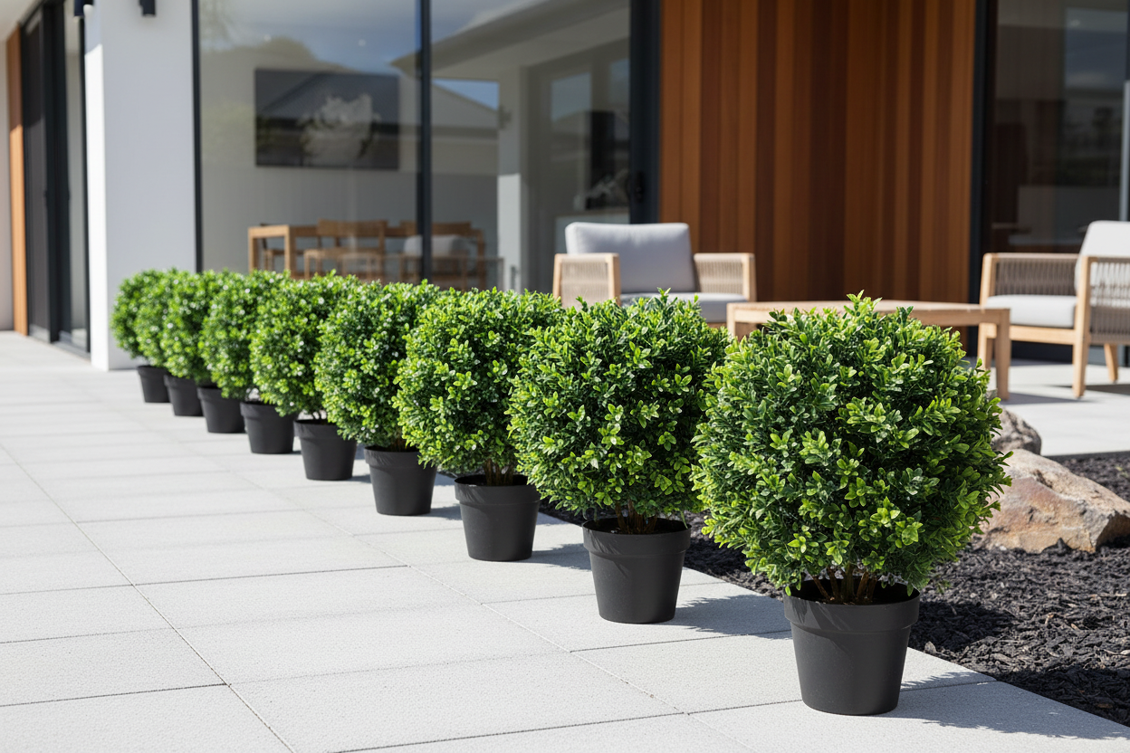 Garden border hedge row