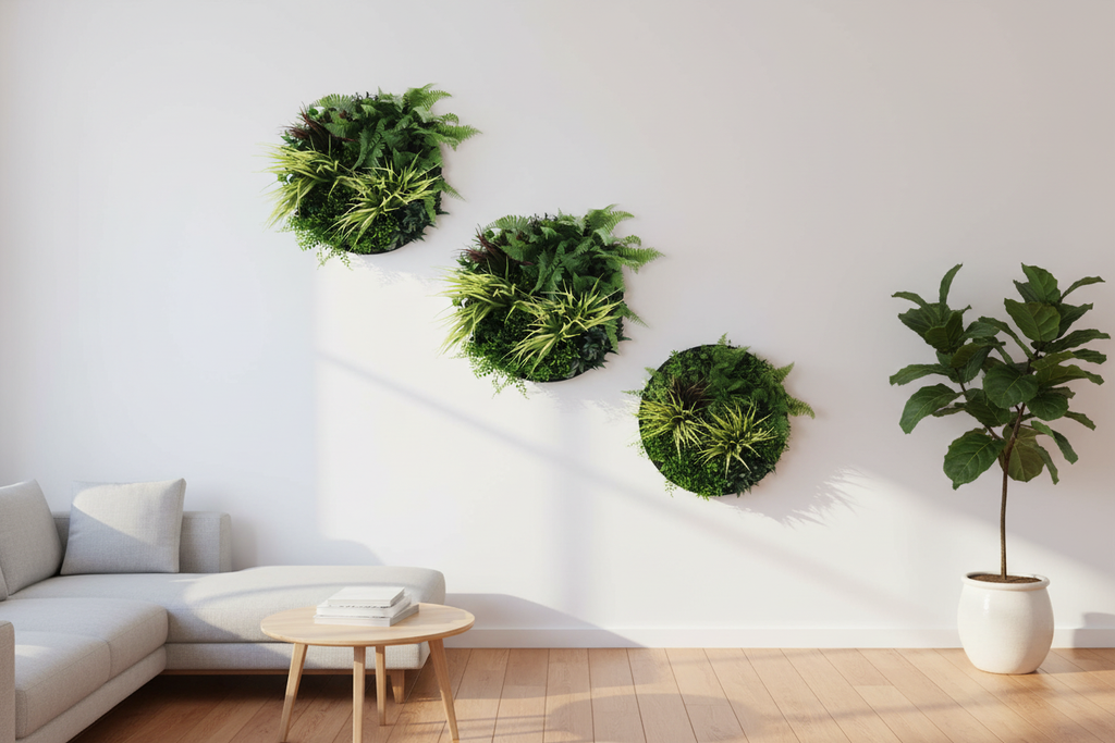 Green disc gallery wall