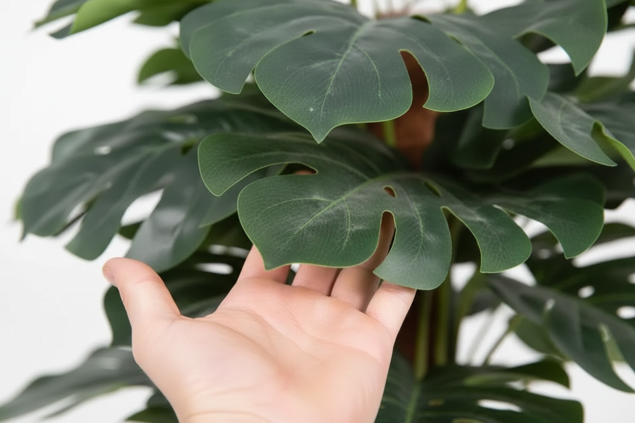 Hand on attached leaf