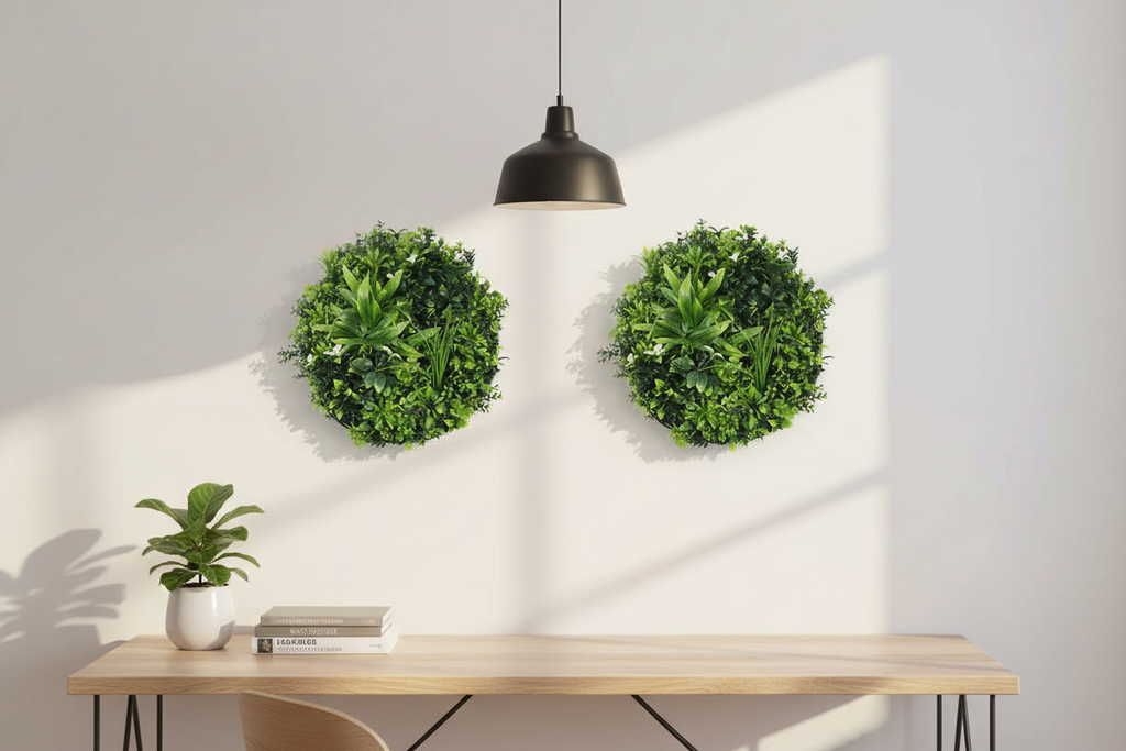 Home office – two discs behind timber desk