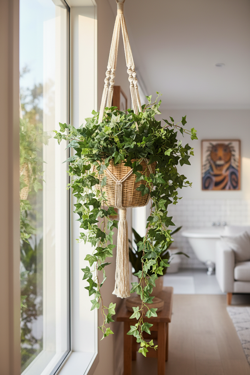 Macramé basket indoor