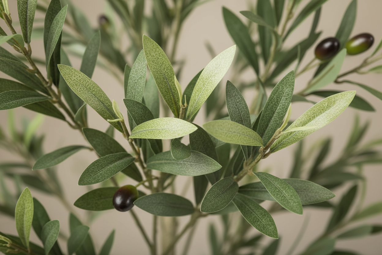Macro close-up of olive foliage