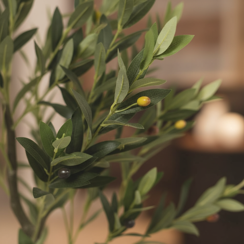 Macro - leaves and olives