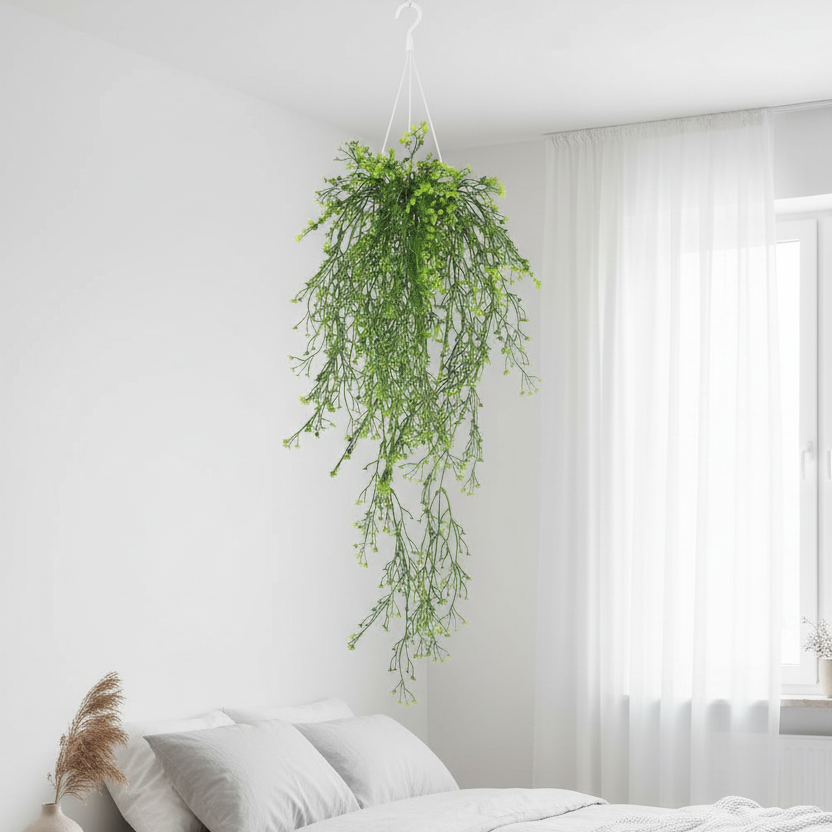 Natural Green Hanging Plant Bedroom Portrait
