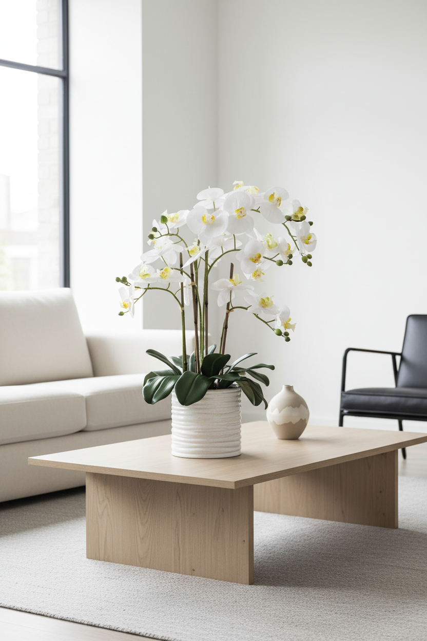 Orchid Ribbed Pot – Living Room