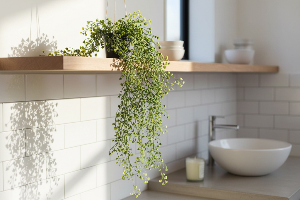 Potted green trailing - shelf