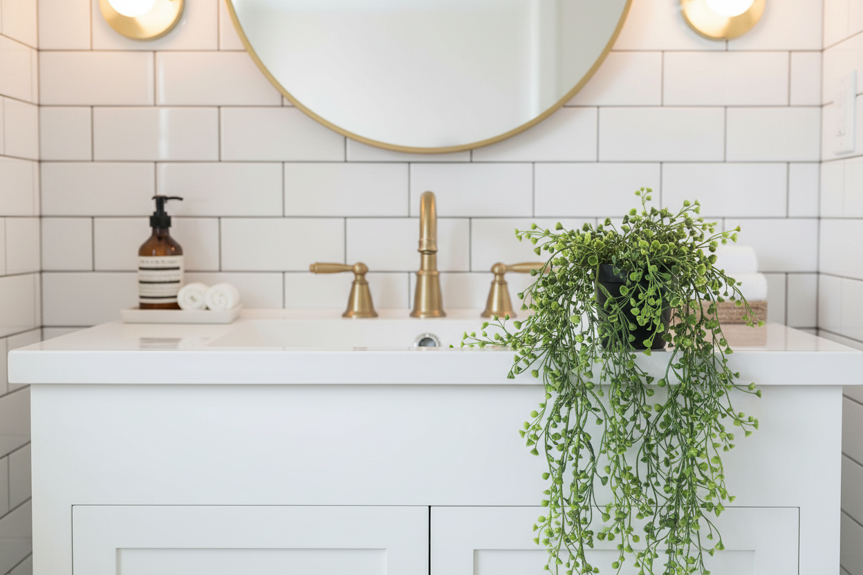 Potted Hanging Pearls Bathroom