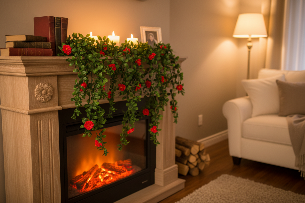 Red Rose Stem Living Room