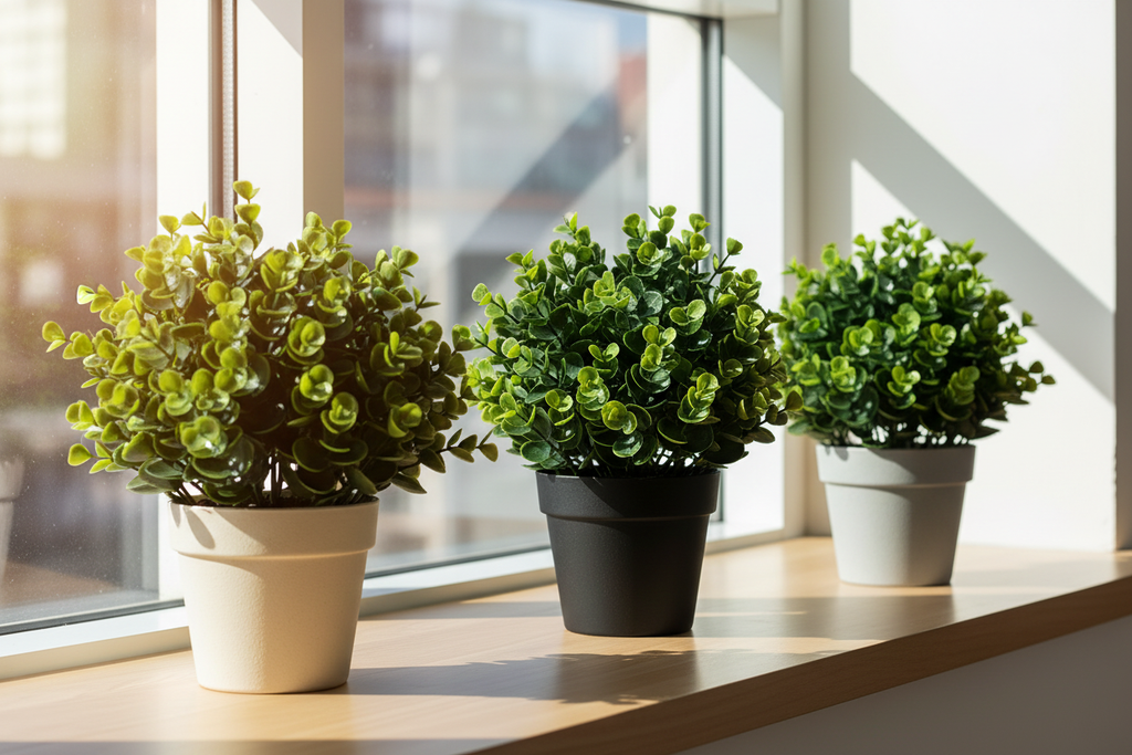 Row of three windowsill