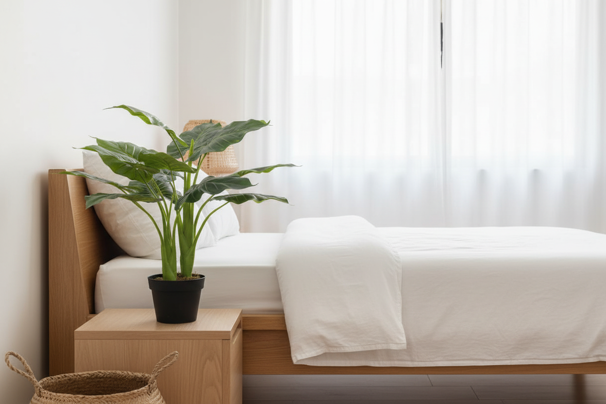 Taro Elephant Ear 70cm in Modern Australian Bedroom