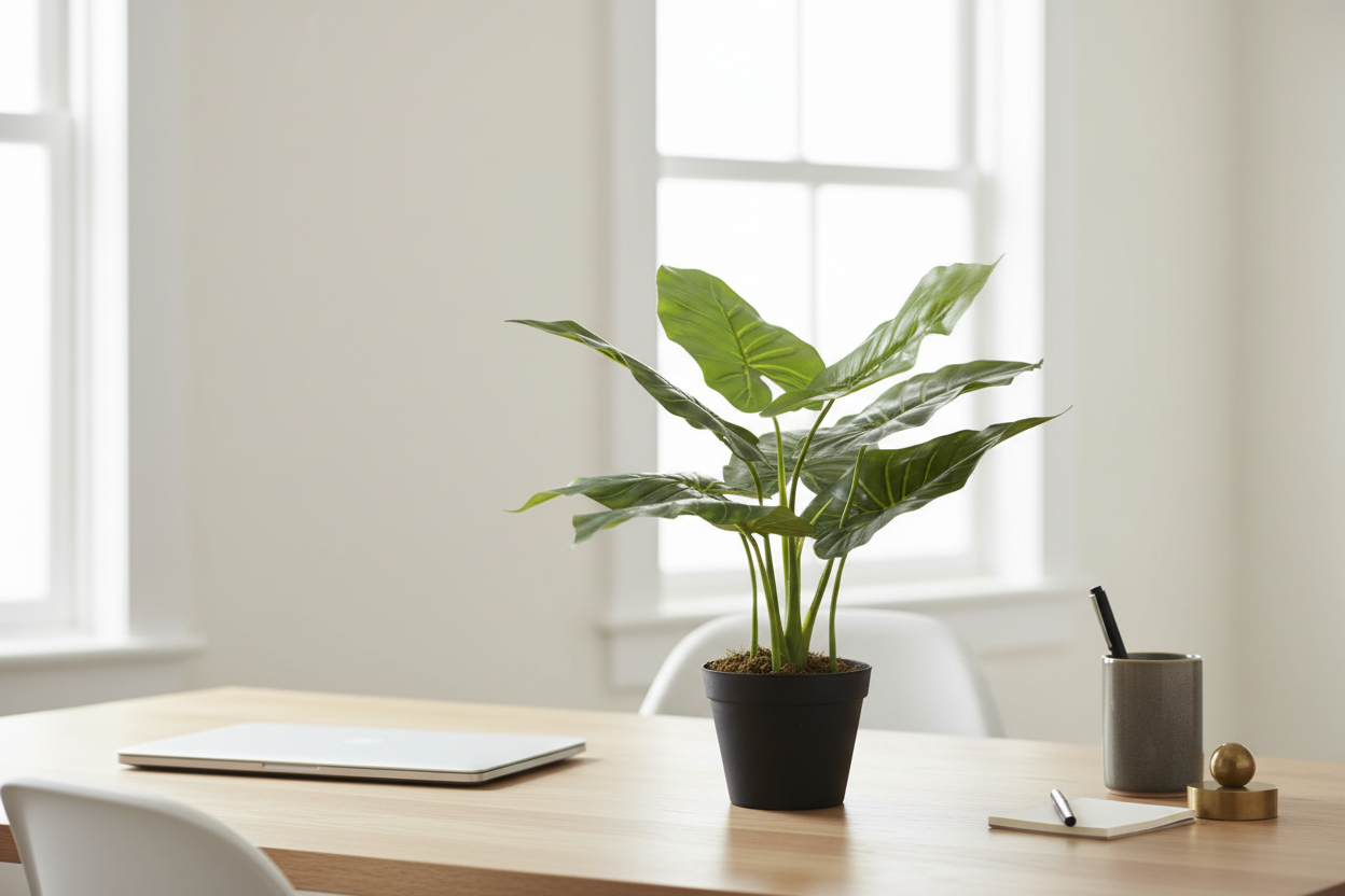 Taro Elephant Ear on Modern Australian Home Office Desk