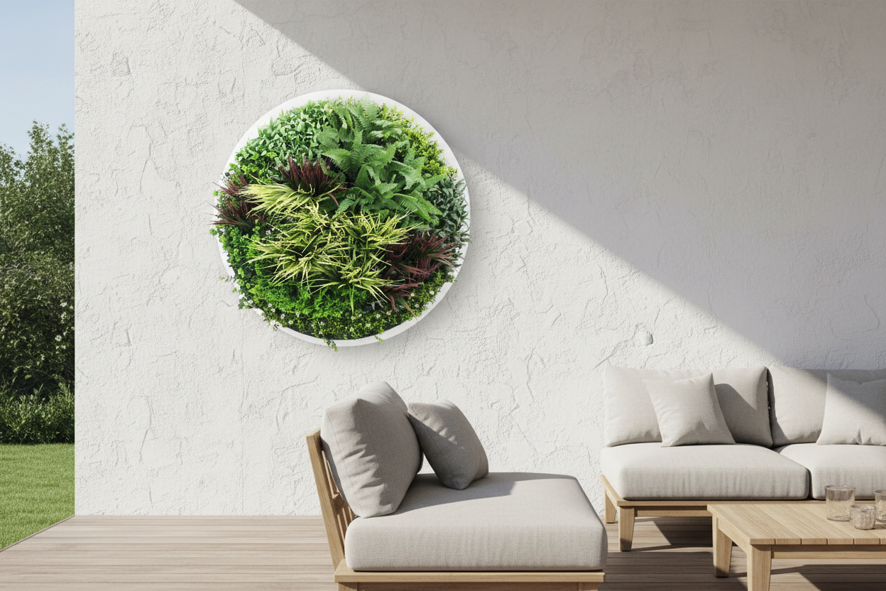 Wall Disc Art on Modern Australian Alfresco