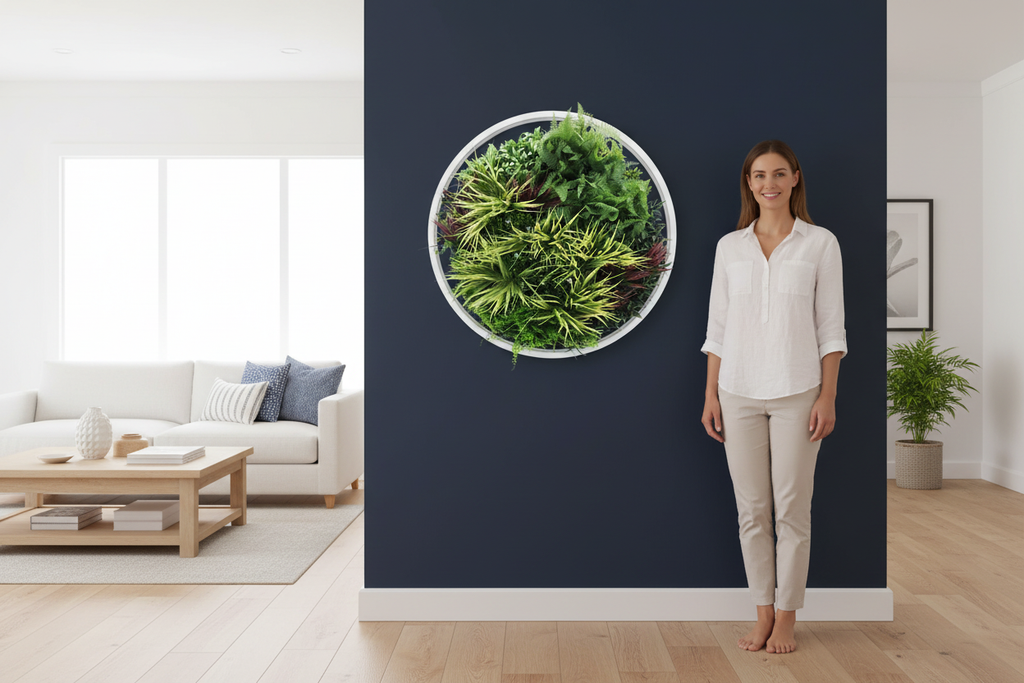 White Disc 80cm Navy Wall