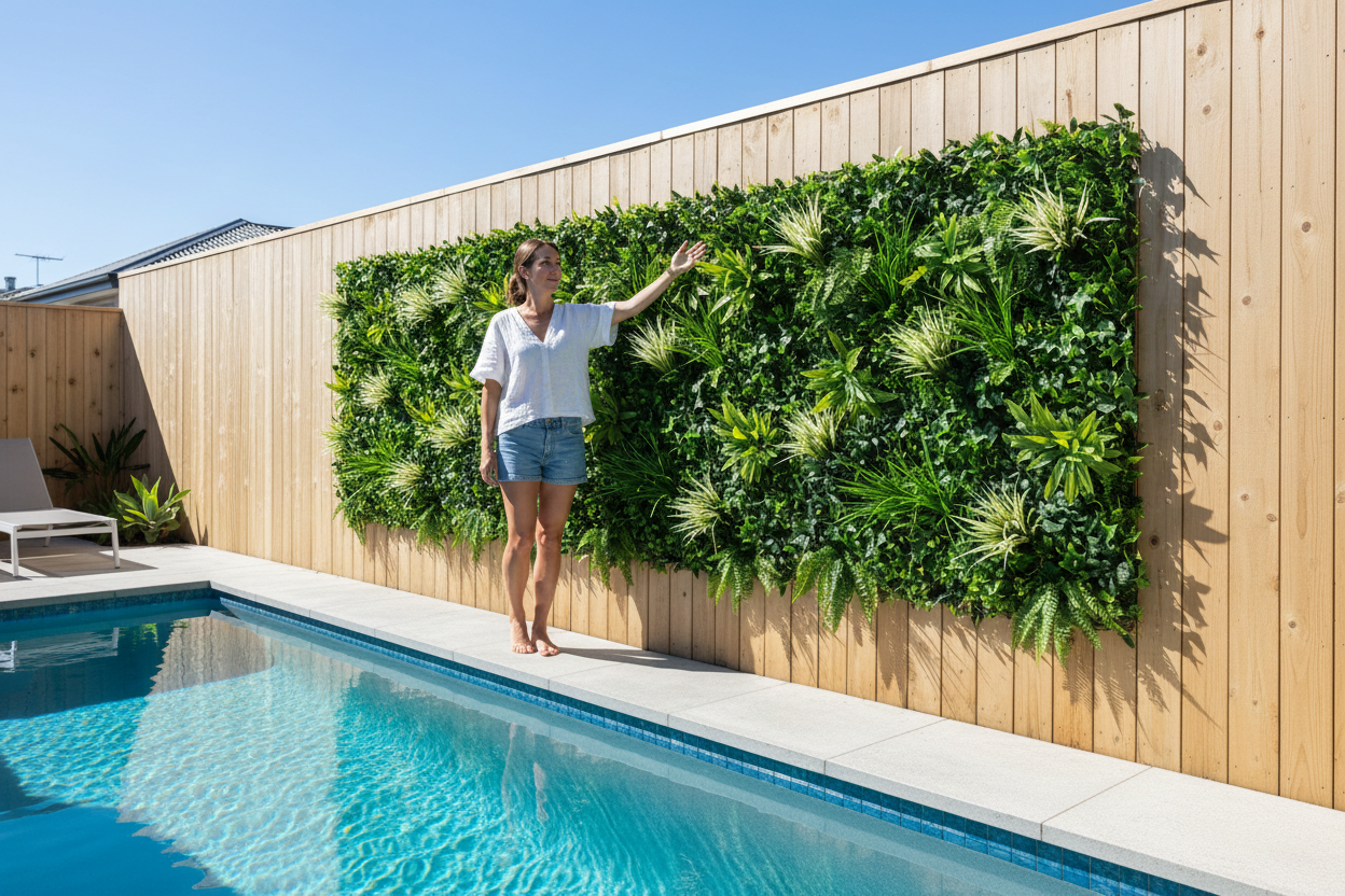White Grassy Panel Poolside