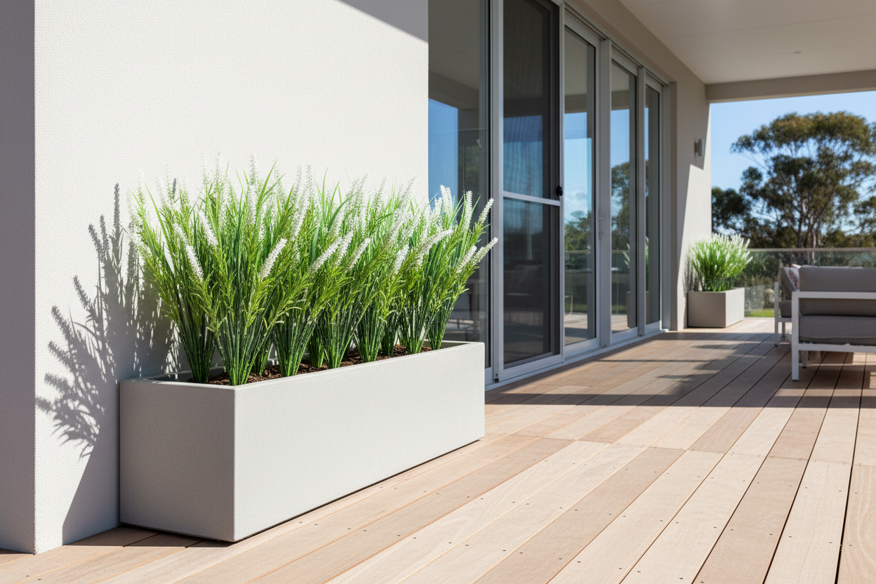 White lavender garden bed
