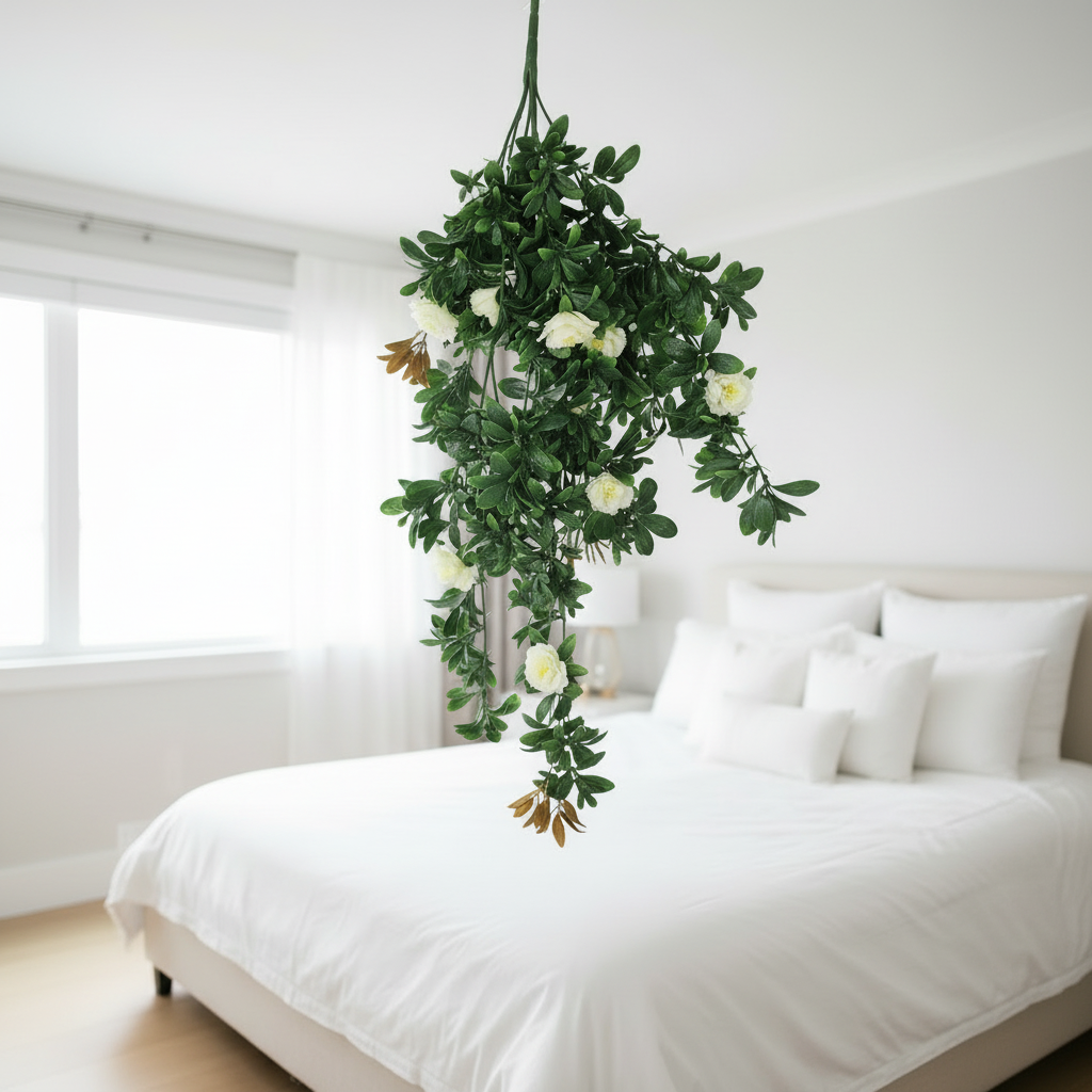White Rose Stem Bedroom Portrait