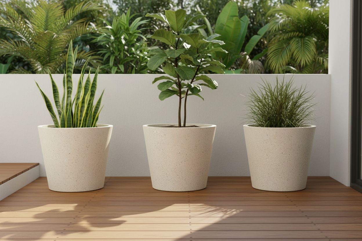 White Stone Pot 40cm – Balcony