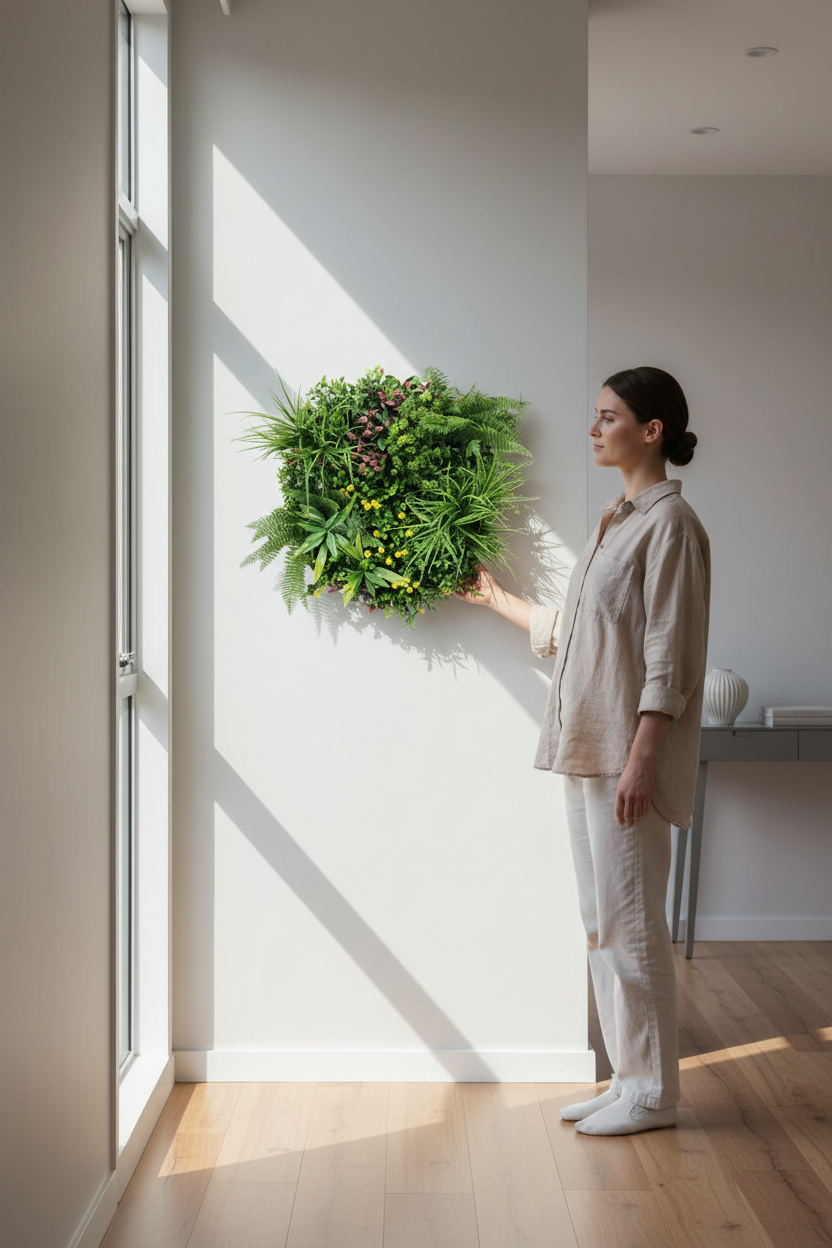 Woman hand on foliage