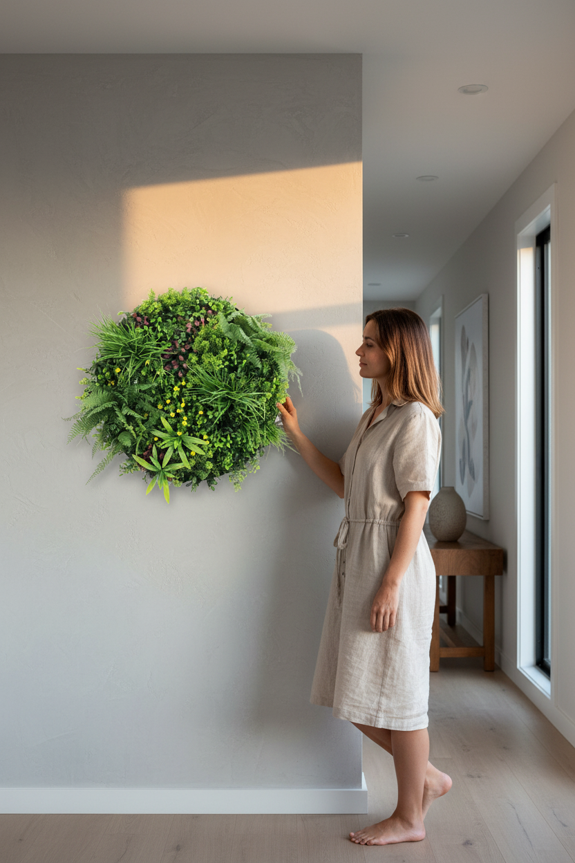 Woman hand on foliage