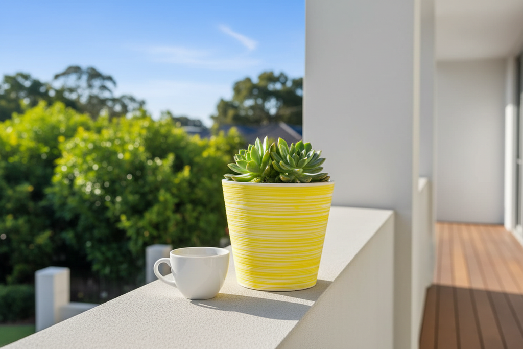 Yellow Engraved Pot – Balcony